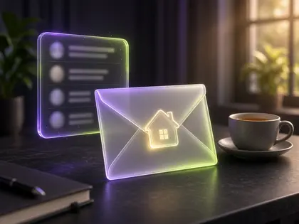 Glass envelope on a desk representing business email