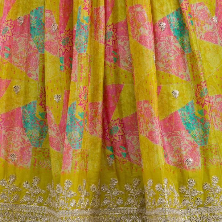 Parrot Green Sequins Georgette Readymade Lehenga