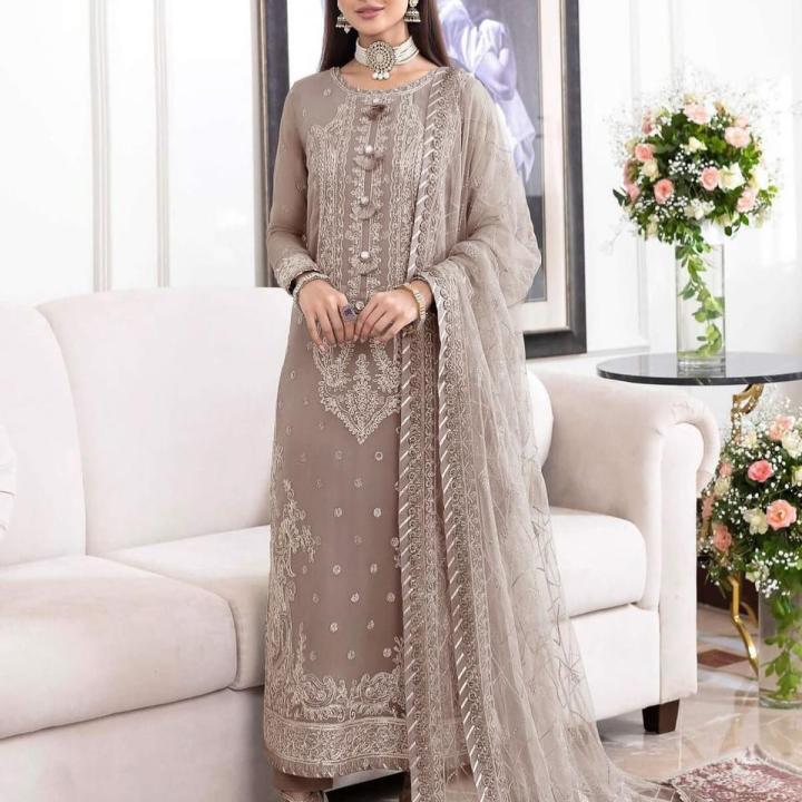 Embroidered Raw Silk Suit