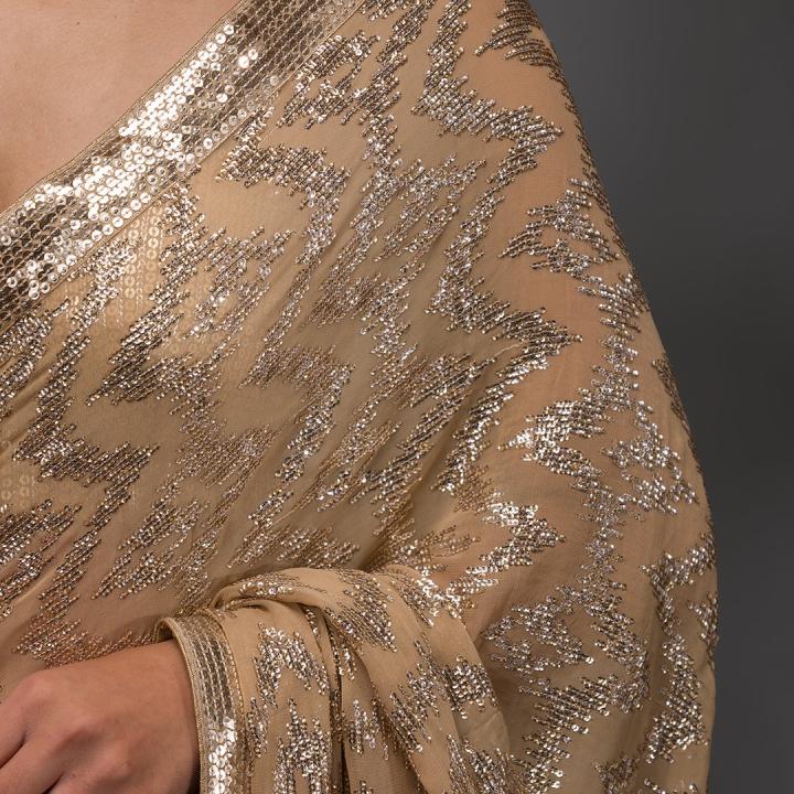 GOLD SEQUINS GEORGETTE SAREE