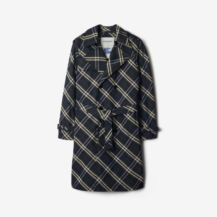 Long Check Trench Coat