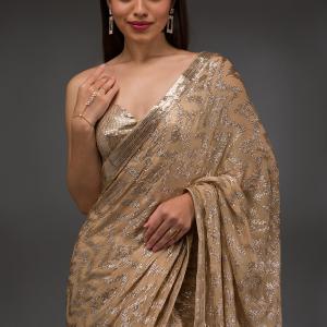 GOLD SEQUINS GEORGETTE SAREE