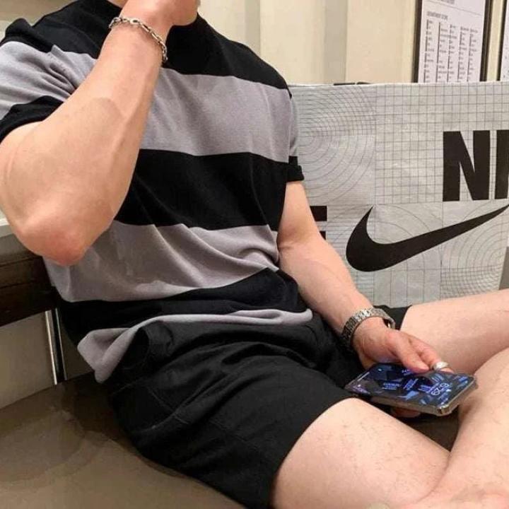 MEN'S O-NECK STRIPED SUMMER T-SHIRT