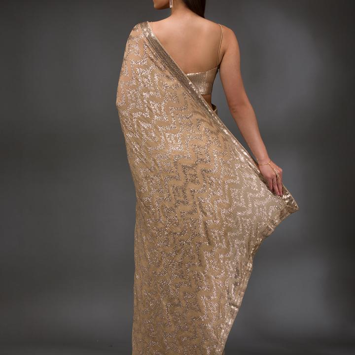 GOLD SEQUINS GEORGETTE SAREE