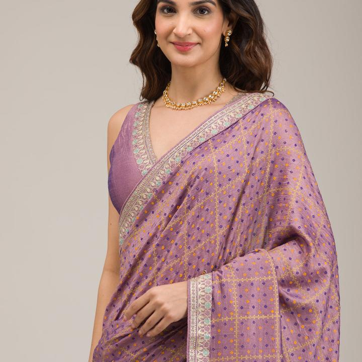PURPLE ZARIWORK SOFT SILK SAREE
