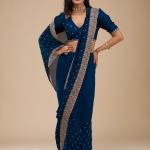 NAVY BLUE ZARIWORK SOFT SILK SAREE
