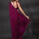 Wine Stonework Satin Designer Saree