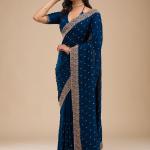 NAVY BLUE ZARIWORK SOFT SILK SAREE
