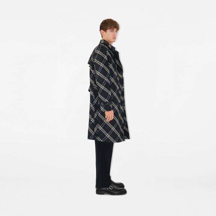 Long Check Trench Coat