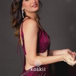 Wine Stonework Satin Designer Saree